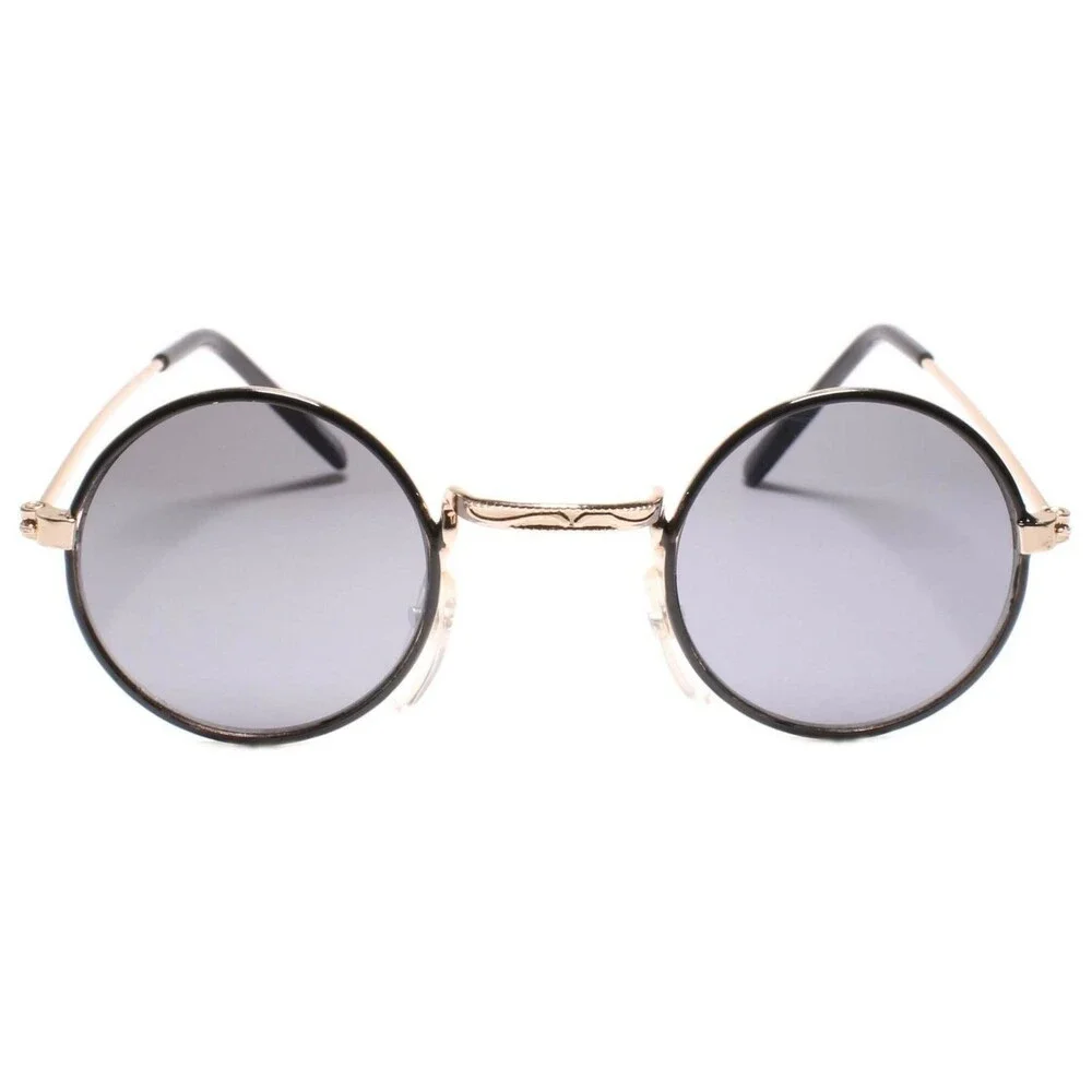 Kids 0-2 year Round Gold & Black Sunglasses 100% UV Protection